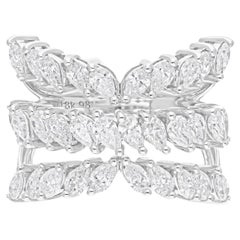 Bague en or blanc 18 carats avec diamant poire taille brillant de 2.38 carats SI/H