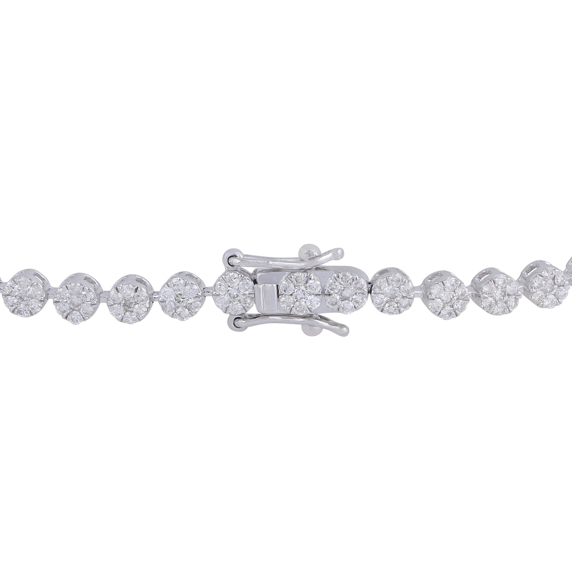 Modern Real 2.40 Carat Diamond Multi Round Disc Charms Bracelet 14k White Gold Jewelry For Sale