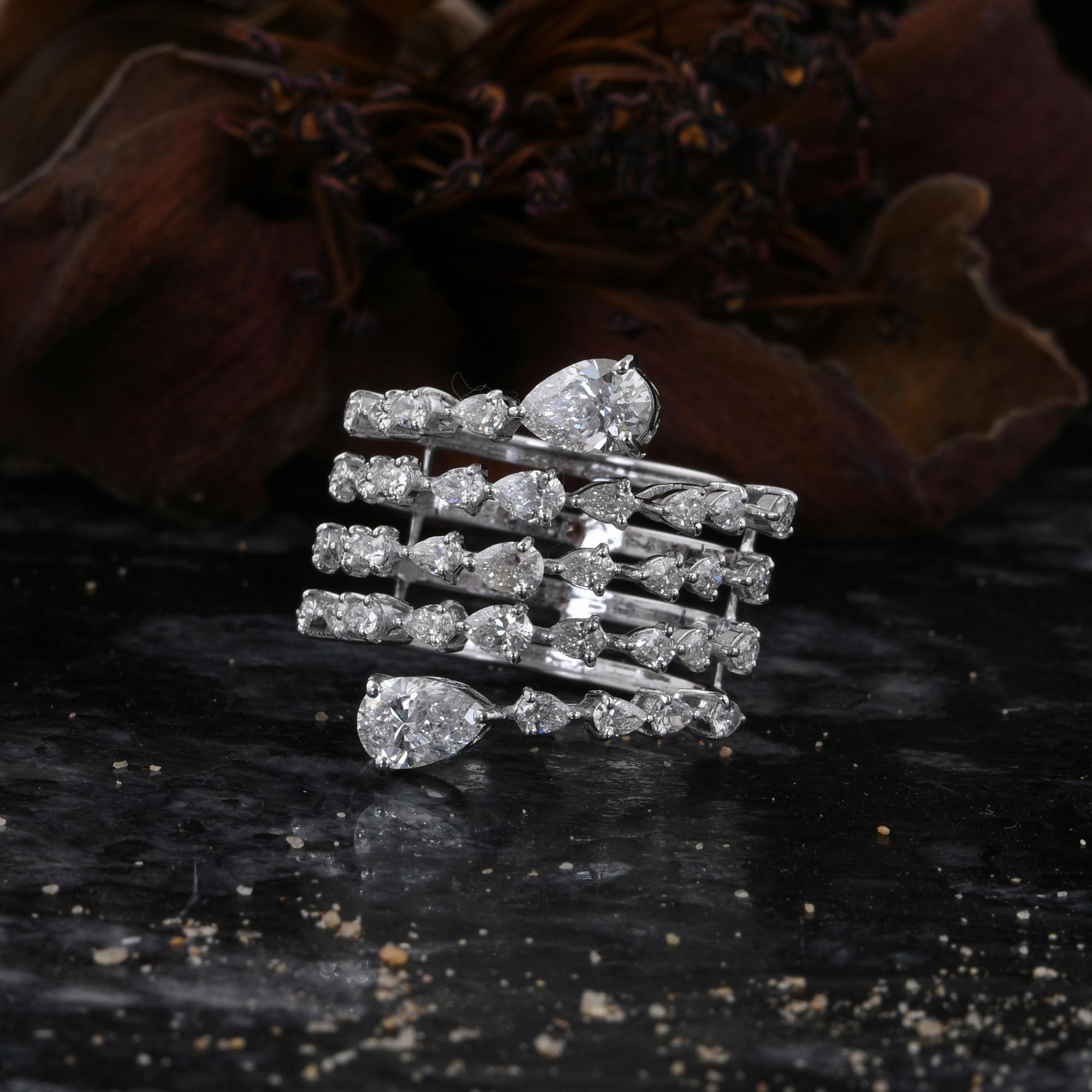 Moderno Vero anello di diamanti da 2,41 carati SI/H con taglio a pera Brilliante Gioielli in oro bianco 18 carati in vendita