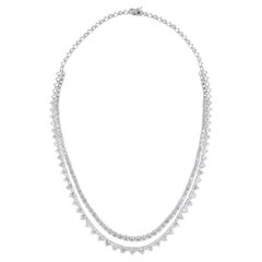 Real 24.13 Carat SI/H Diamond Multi Strand Chain Necklace 18 Karat White Gold