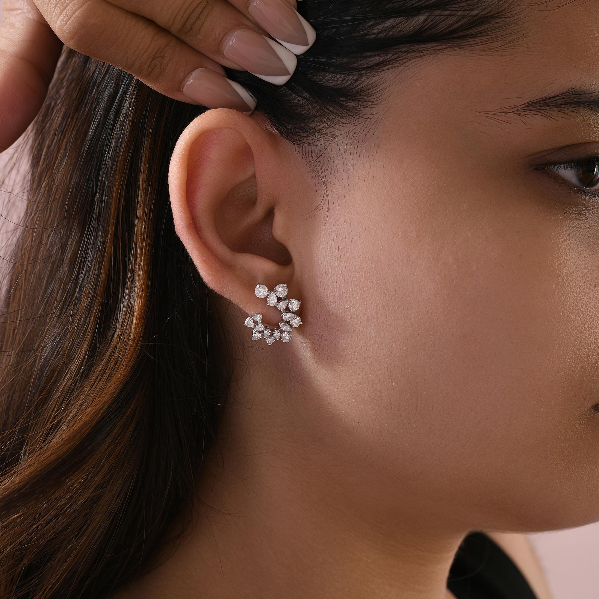 Pendientes de diamantes auténticos de 2,42 quilates con claridad SI y color HI Joyas de oro blanco de 14 quilates Moderno en venta