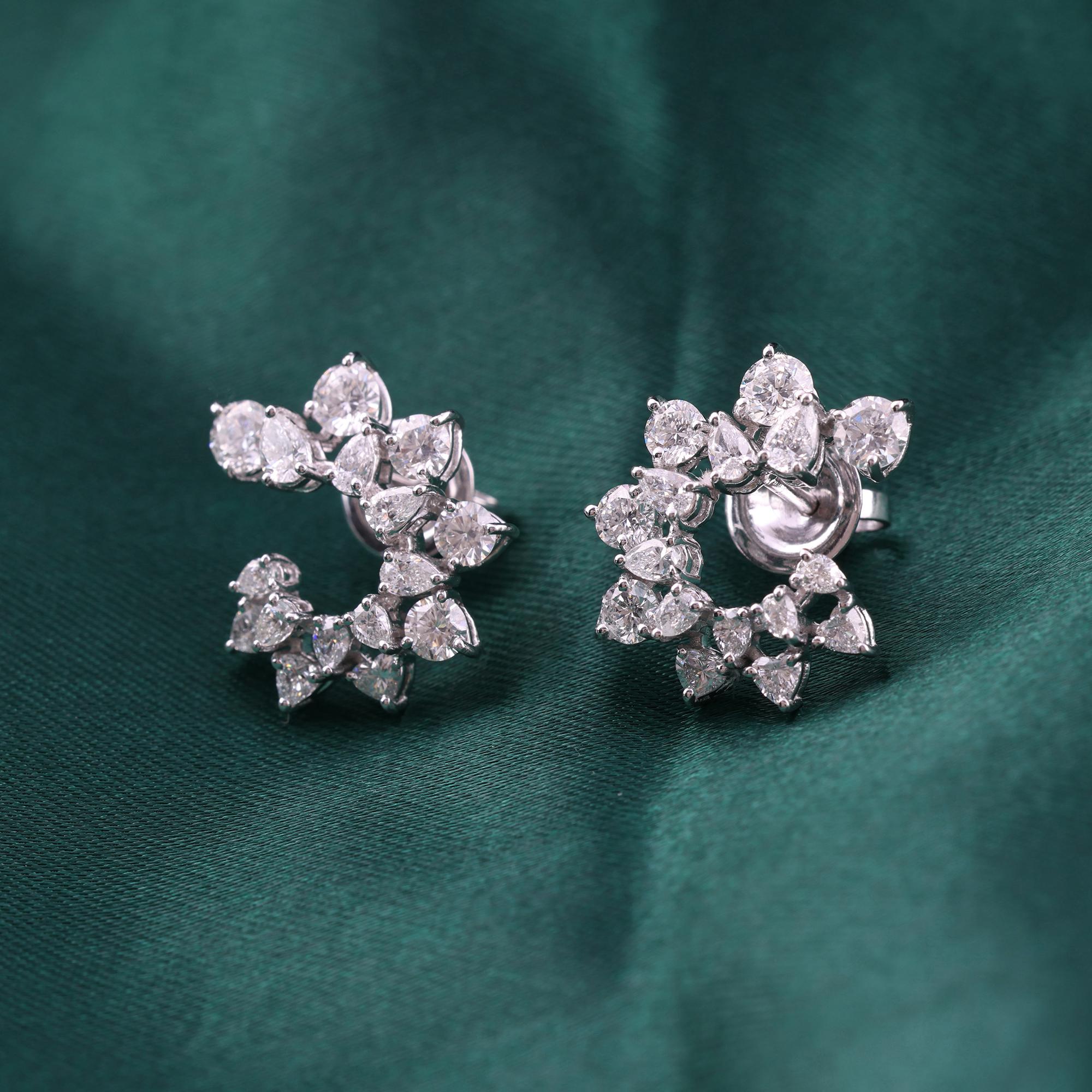 De las mujeres Pendientes de diamantes auténticos de 2,42 quilates con claridad SI y color HI Joyas de oro blanco de 14 quilates en venta