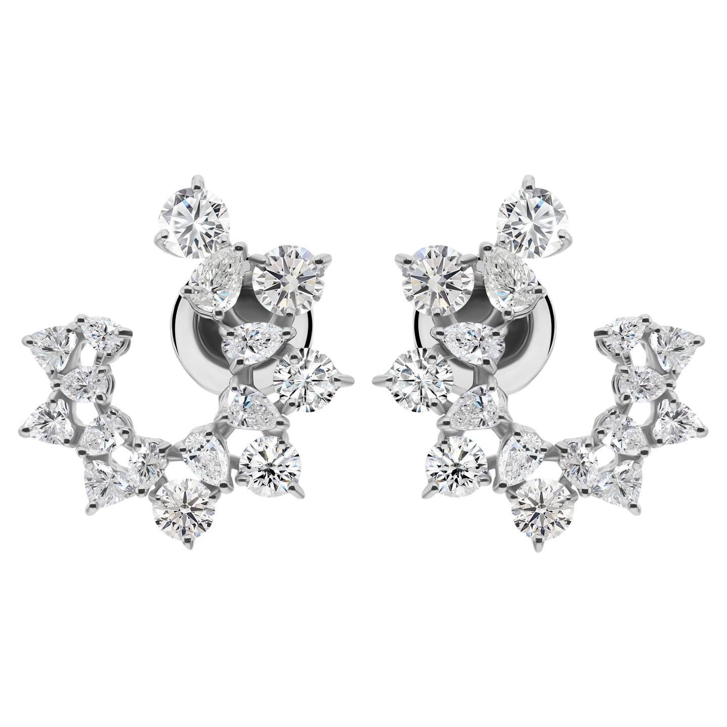 Real 2.42 Carat SI Clarity HI Color Diamond Earrings 14 Karat White Gold Jewelry