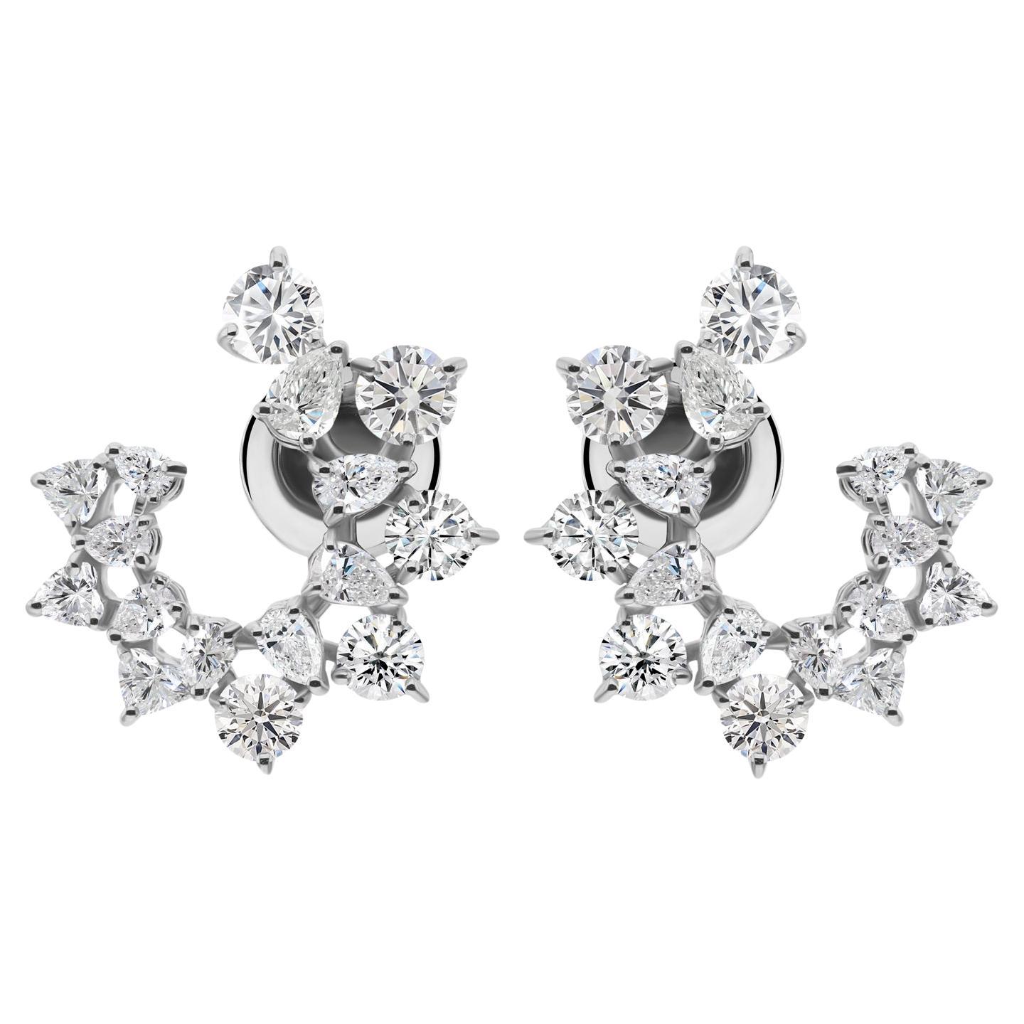 Orecchini di diamanti reali da 2,42 carati SI Clarity HI Color Gioielli in oro bianco 18 carati