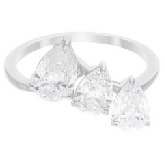 Vero anello di diamanti da 2,43 carati SI/H con taglio a pera Brilliante Gioielli in oro bianco 18 carati