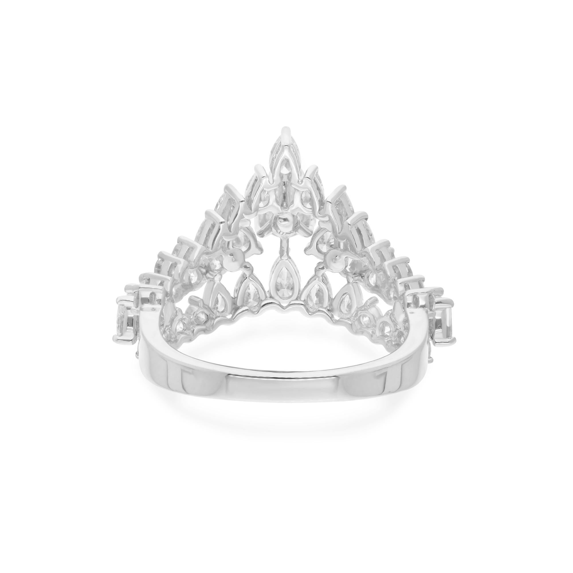 Im Angebot: Real 2.47 Carat Pear Diamond Chevron Ring 14 Karat Solid White Gold Fine Jewelry () 6