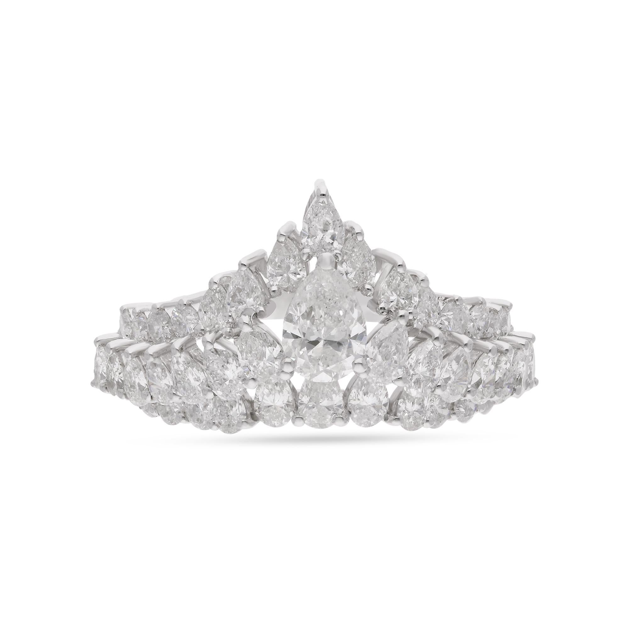in vendita:  Real 2.47 Carat Pear Diamond Chevron Ring 18 Karat Solid White Gold Fine Jewelry 8