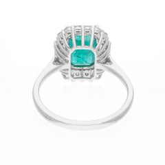 Real 2.48 Carat Zambian Emerald Ring 0.43 Carat SI/H Diamond 14 Karat White Gold