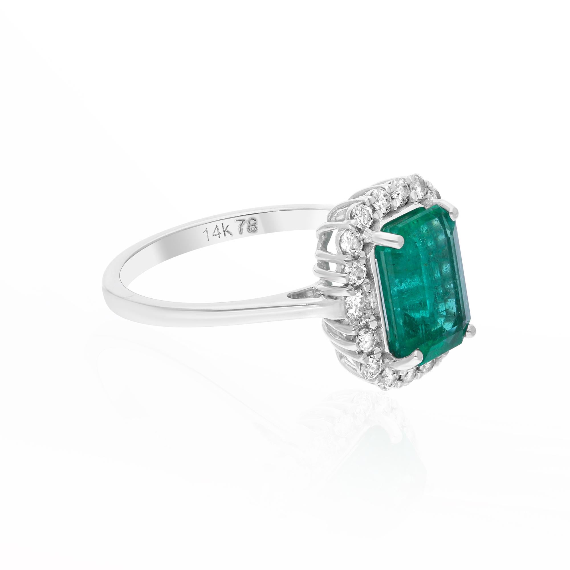 Real 2,48 Karat sambischer Smaragd Ring 0,43 Karat SI/H Diamant 14 Karat Weißgold (Moderne) im Angebot
