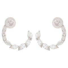 Pendientes de oro blanco de 18 quilates con diamantes marquesa de 2,49 quilates auténticos hechos a mano