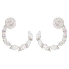 Real 2.49 Carat Marquise Diamond Stud Earrings 14k White Gold Handmade Jewelry