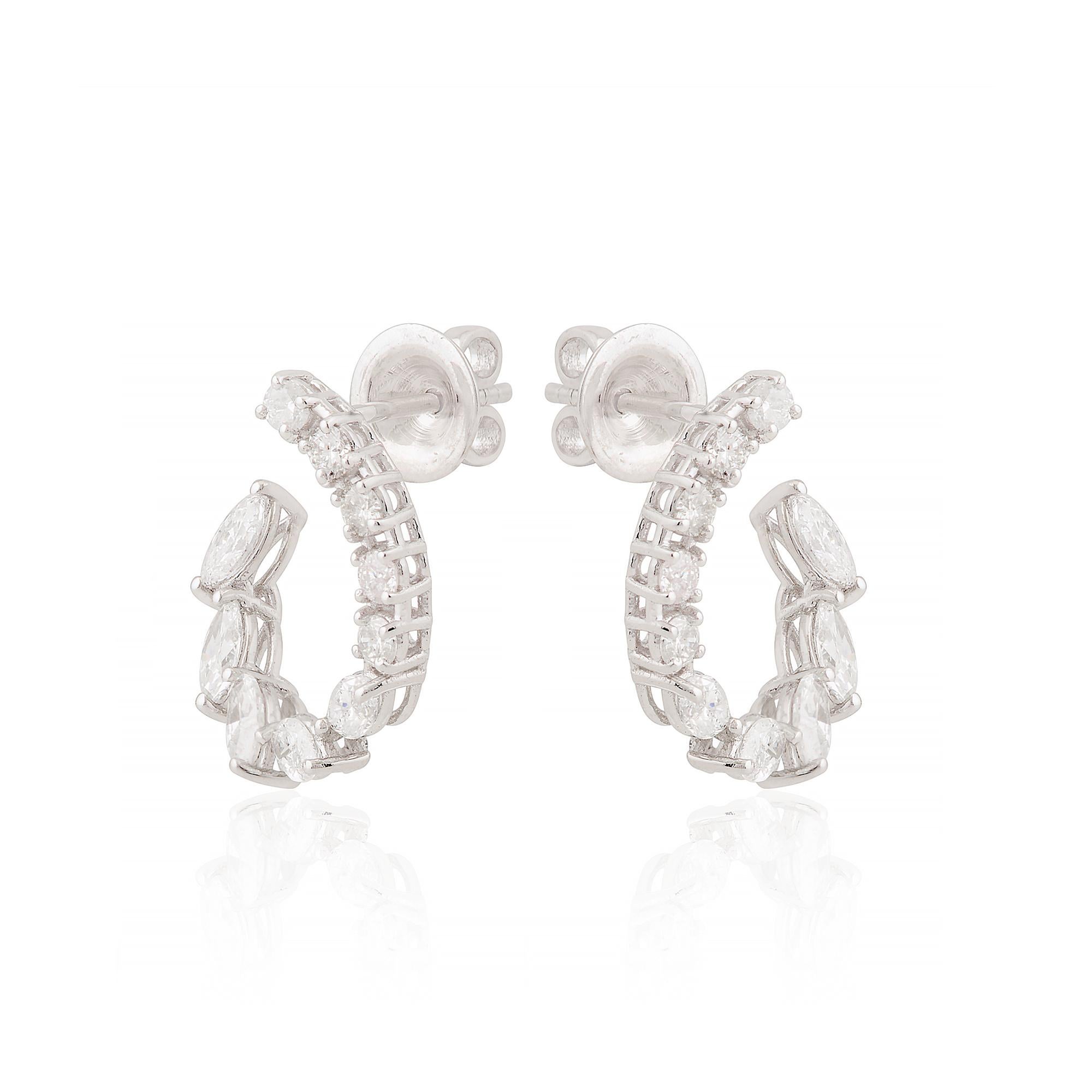 Real 2.49 Carat Marquise Diamond Stud Earrings 18k White Gold Handmade Jewelry In New Condition For Sale In Diera, Dubai