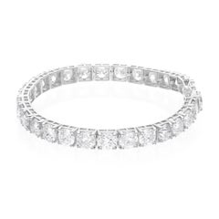 Real 25.72 Carat SI/H Round Brilliant Cut Diamond Bracelet 18 Karat White Gold