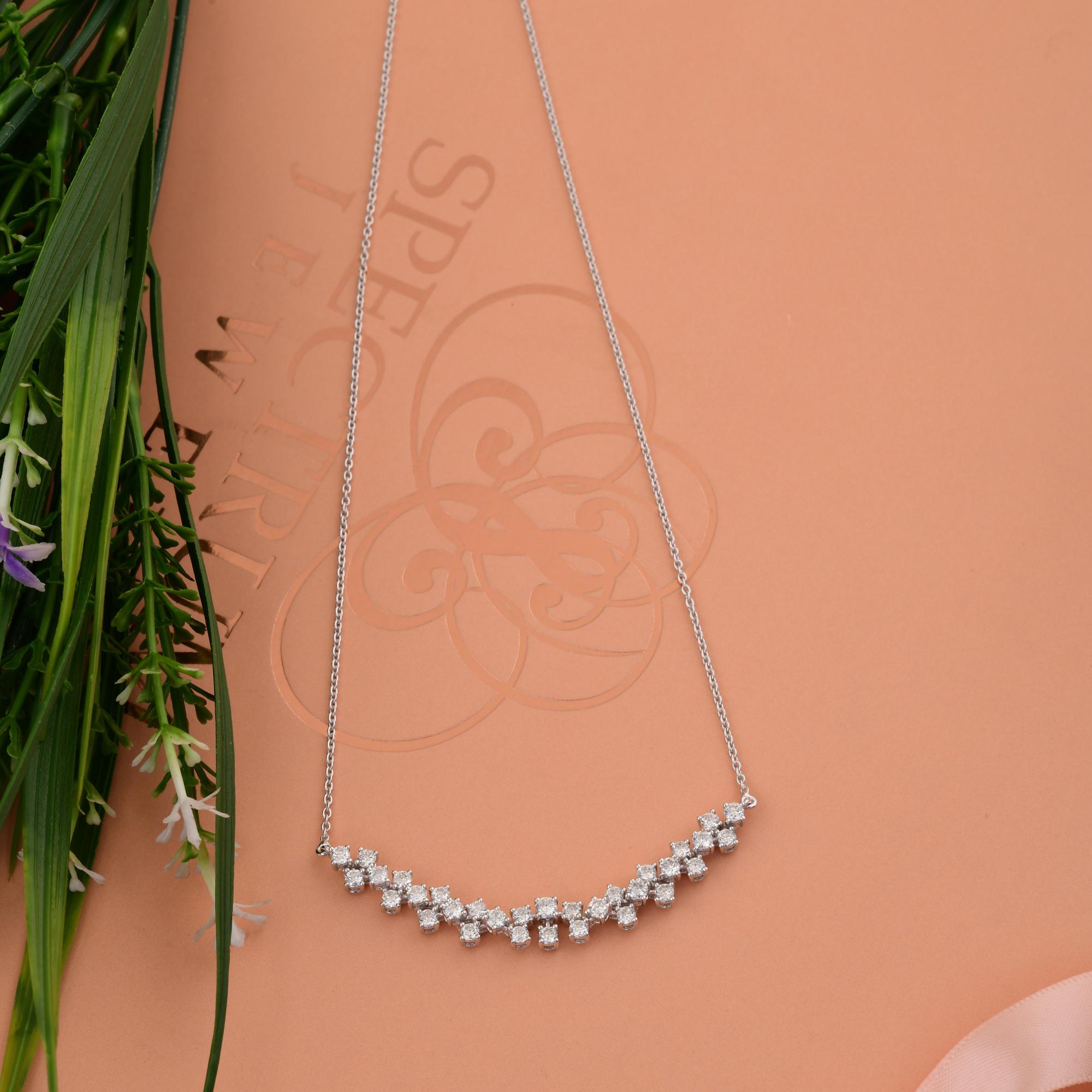 Round Cut Real 2.58 Carat SI Clarity HI Color Diamond Pendant Necklace 14 Karat White Gold For Sale