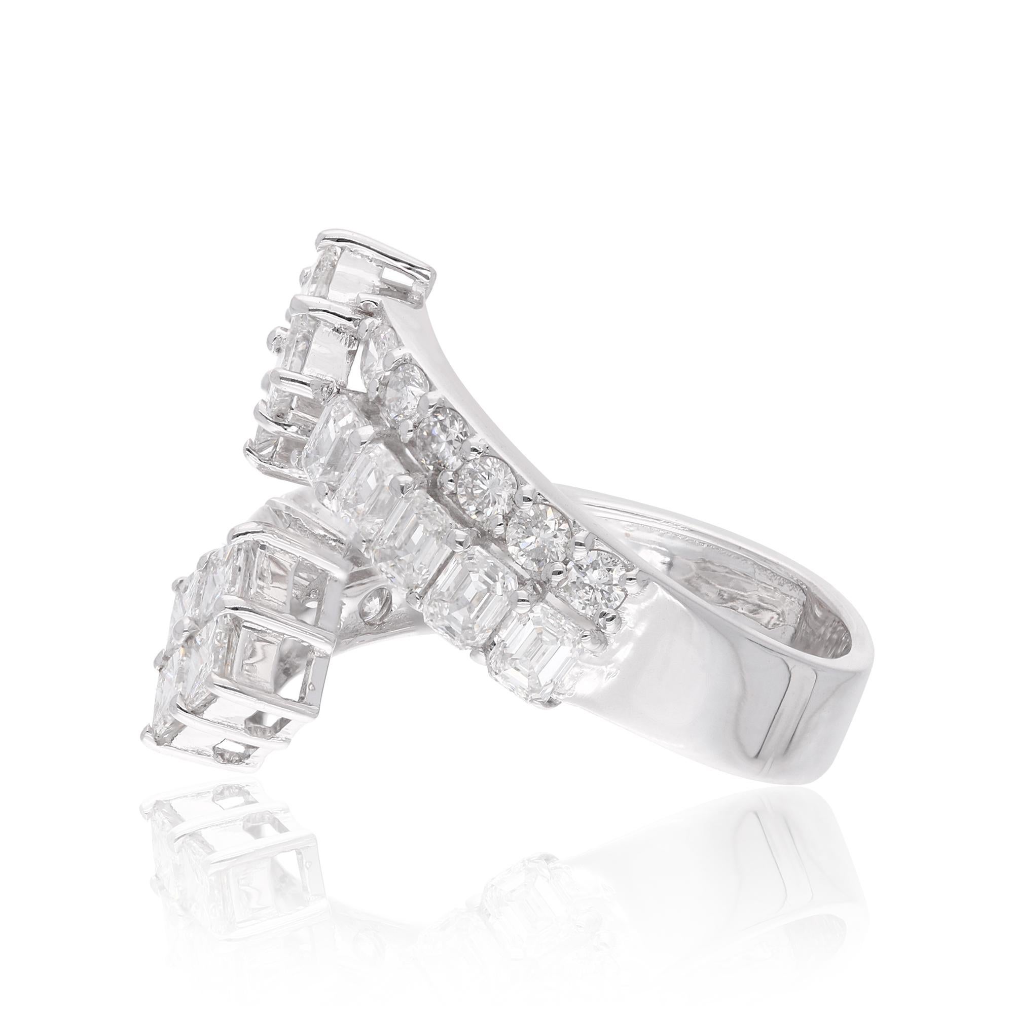 For Sale:  Real 2.60 Carat Princess Round Emerald Cut Diamond Wrap Ring 18 Karat White Gold 4