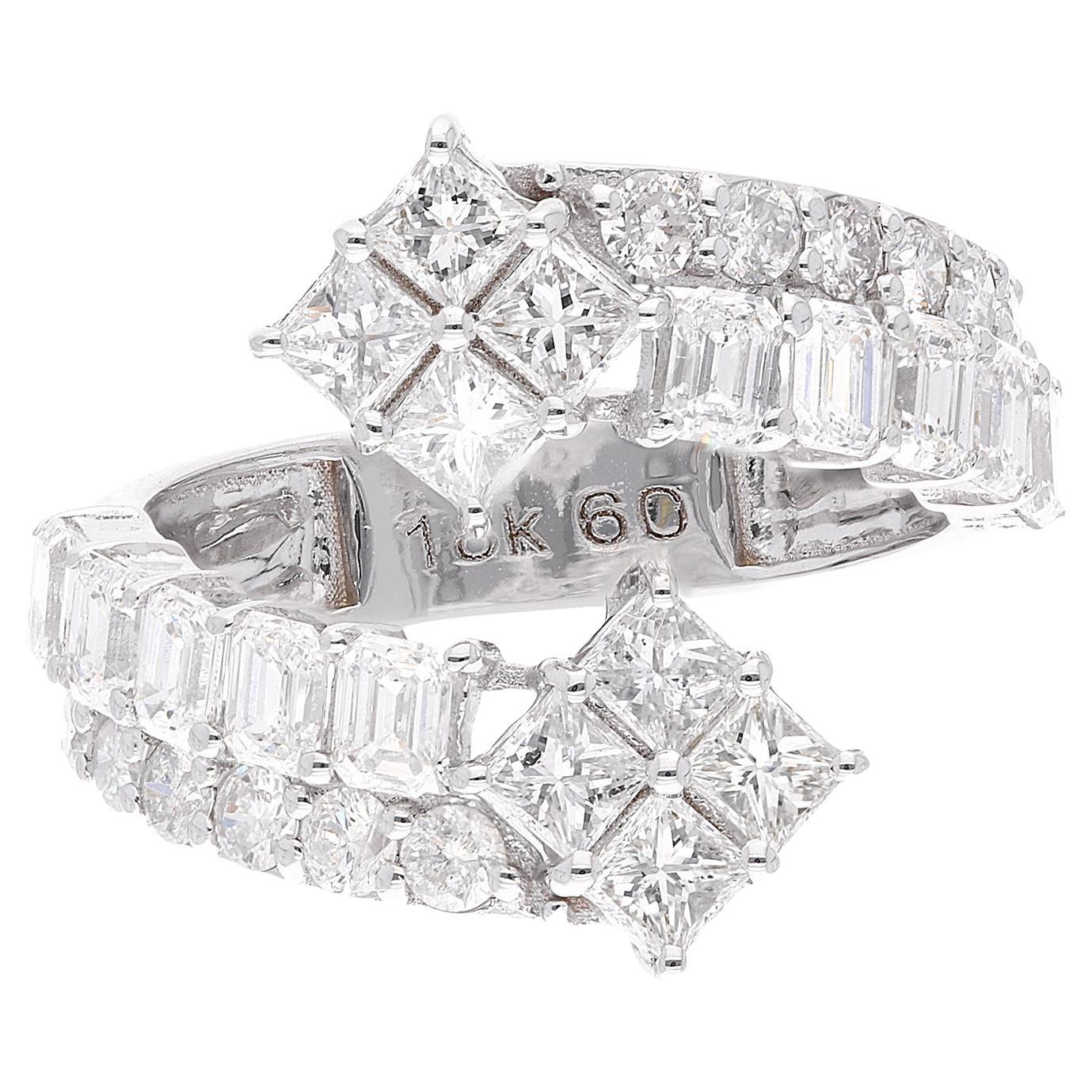 in vendita:  Anello con diamanti taglio smeraldo 2,60 carati Princess Round Wrap Ring in oro bianco 18 carati