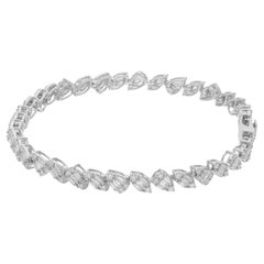 Real 2.60 Carat SI/H Baguette Round Diamond Bracelet 18 Karat White Gold Jewelry