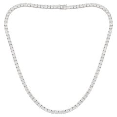Echte 26,1 Karat runde Diamanten 14 Karat Weißgold Tennis Kette Halskette Schmuck