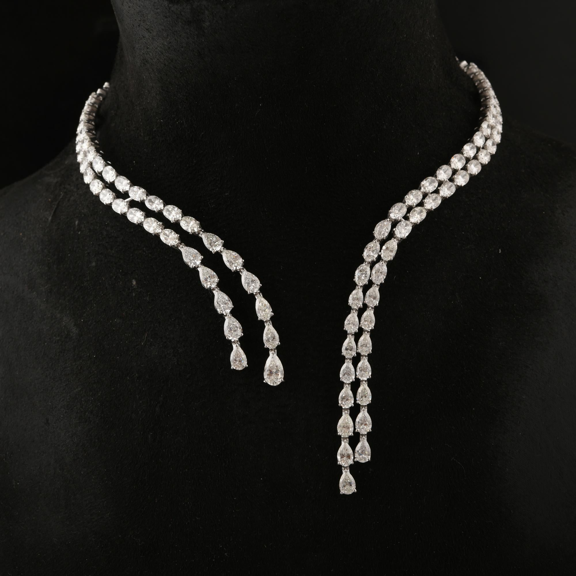 Echte 26,21 Karat SI Reinheit HI Farbe Diamant Choker Halskette 18 Karat Weißgold (Moderne) im Angebot