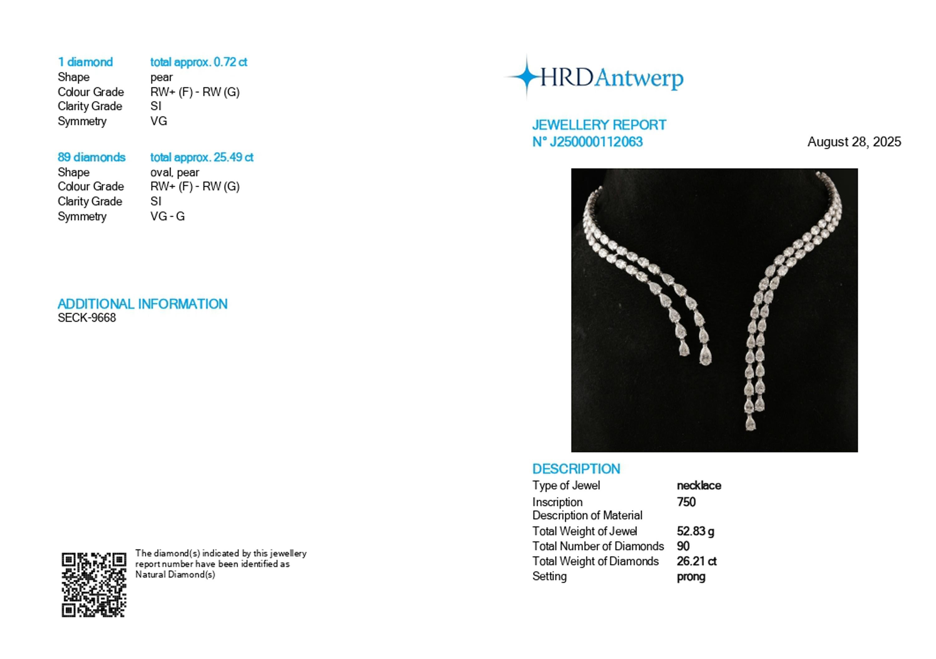 Echte 26,21 Karat SI Reinheit HI Farbe Diamant Choker Halskette 18 Karat Weißgold im Zustand „Neu“ im Angebot in Diera, Dubai