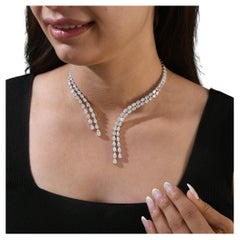 Real 26.21 Carat SI Clarity HI Color Diamond Choker Necklace 18 Karat White Gold