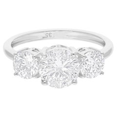 Echter 2,63 Karat SI/H Runder Brillantschliff Drei Diamanten Ring 18 Karat Weißgold
