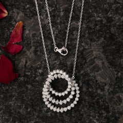 Vero 2,67 Carati SI/H Taglio Brilliante Rotondo Collana di Diamanti Oro Bianco 18k