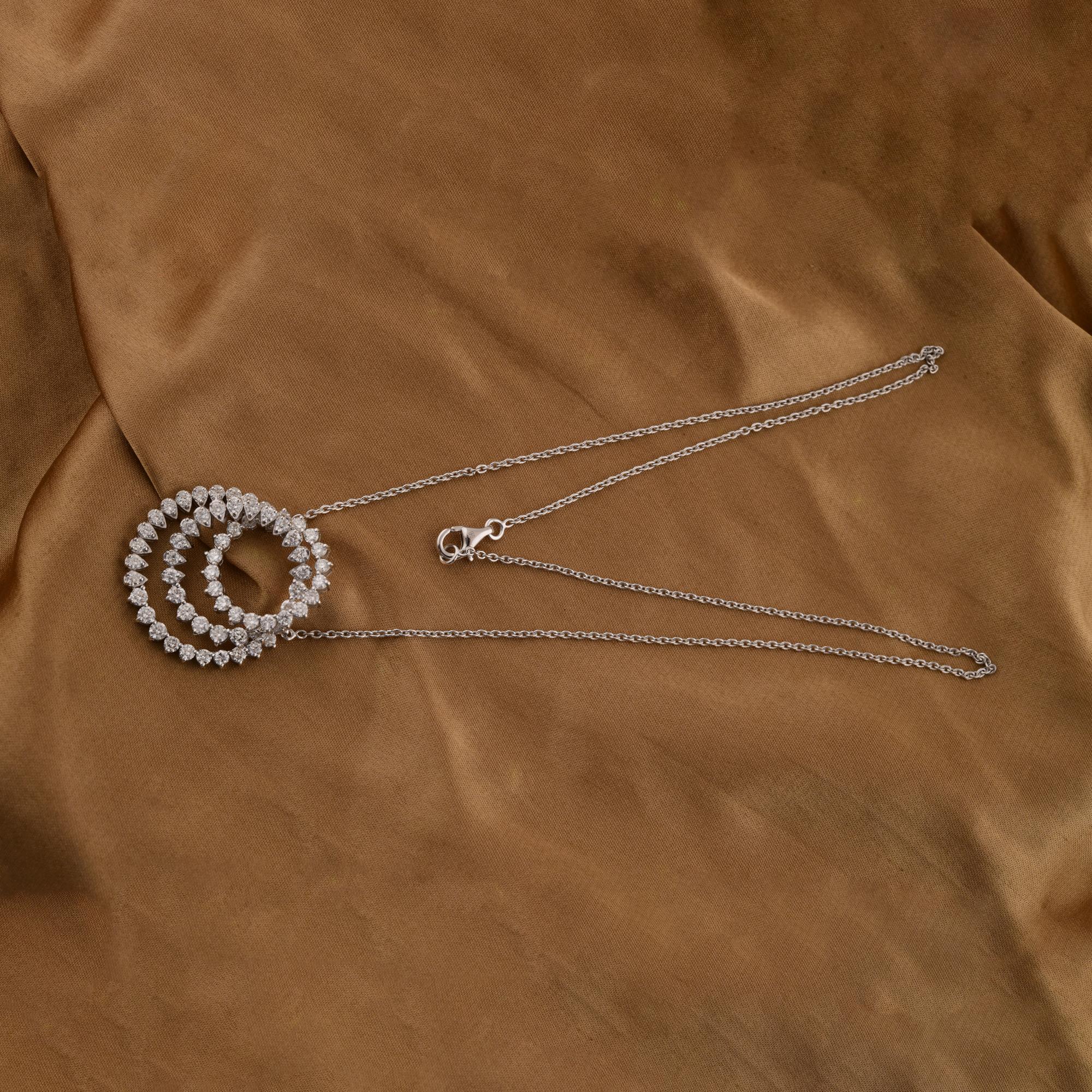 Modern Real 2.67 Carat SI/H Round Brilliant Cut Diamond Pendant Necklace 18k White Gold For Sale