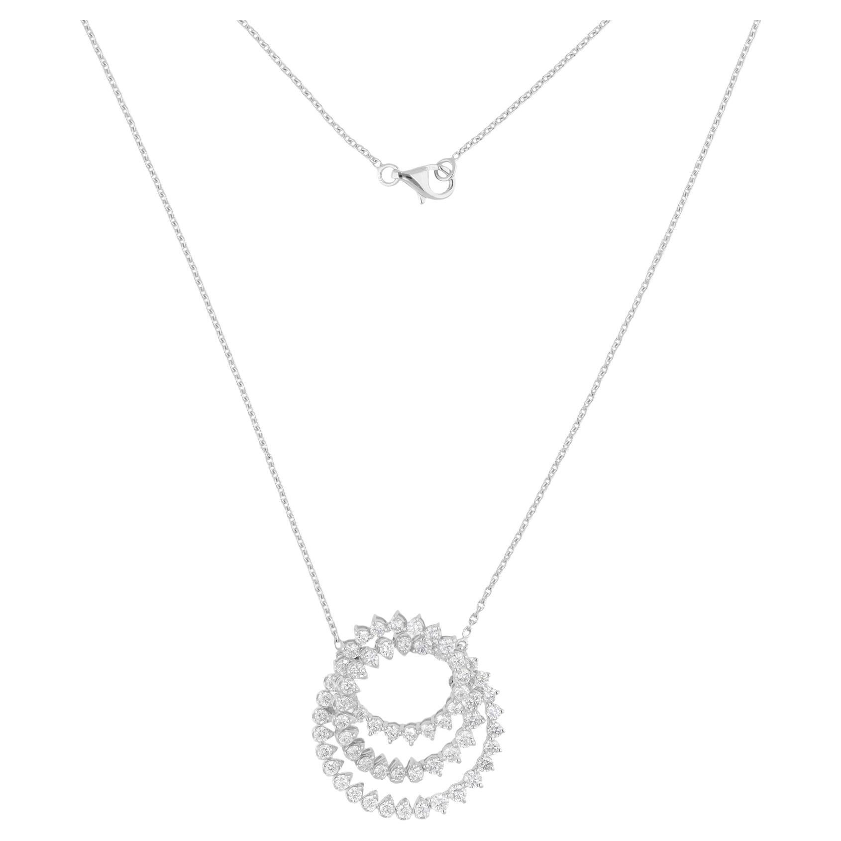 Real 2.67 Carat SI/H Round Brilliant Cut Diamond Pendant Necklace 18k White Gold