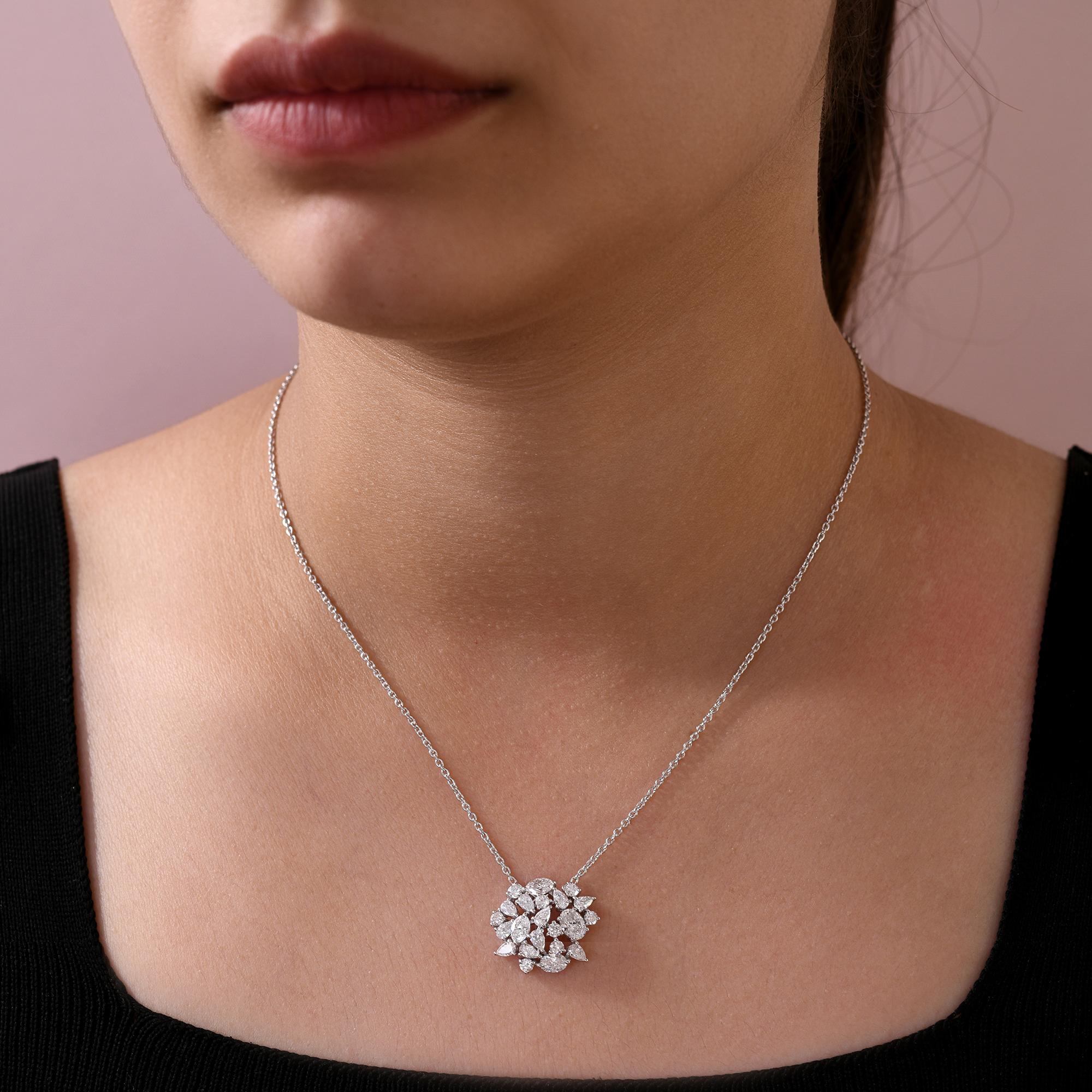 Moderne Collier pendentif en diamant véritable de 2,68 carats SI Clarity HI Color or blanc 9 carats en vente