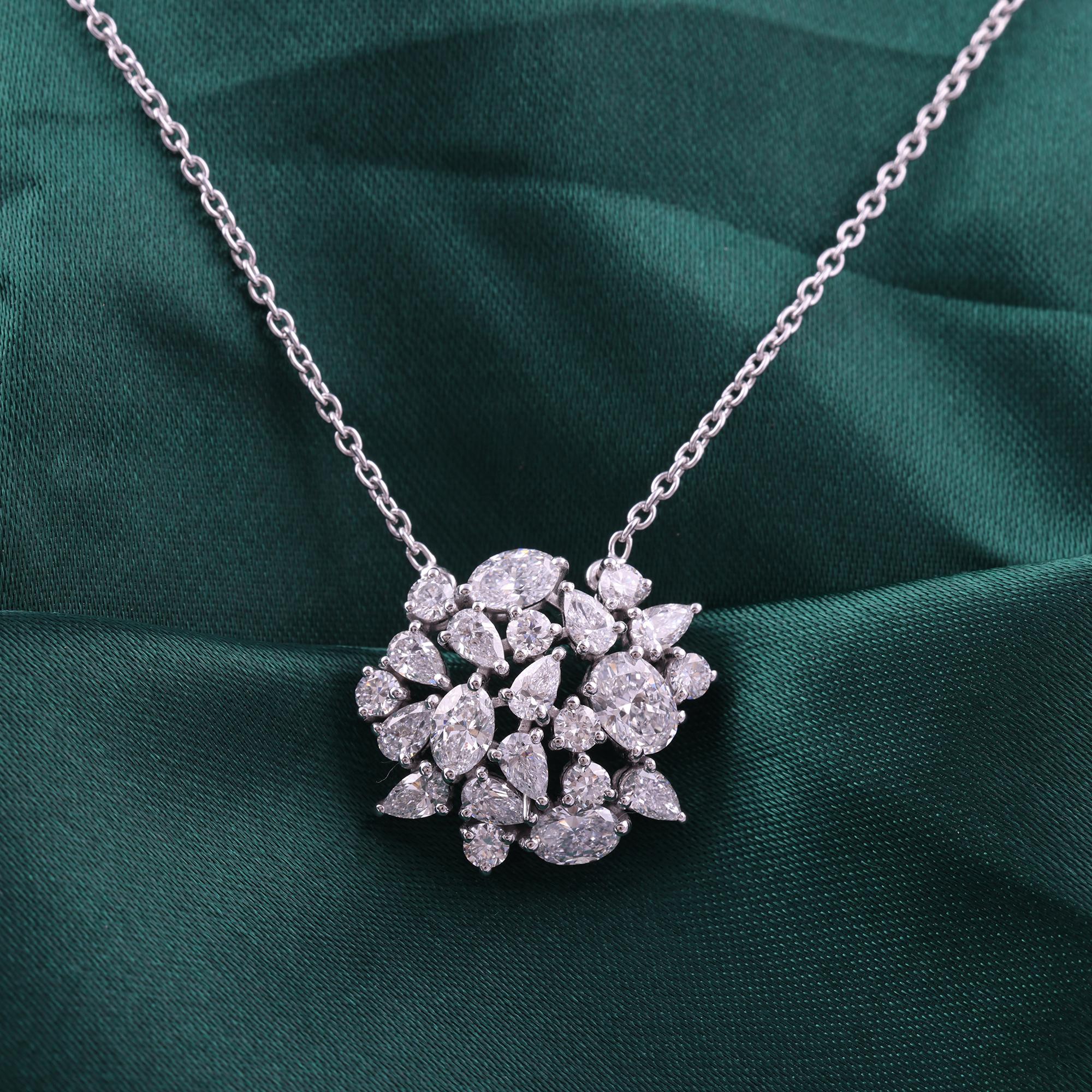 Collier pendentif en diamant véritable de 2,68 carats SI Clarity HI Color or blanc 9 carats Excellent état - En vente à Diera, Dubai