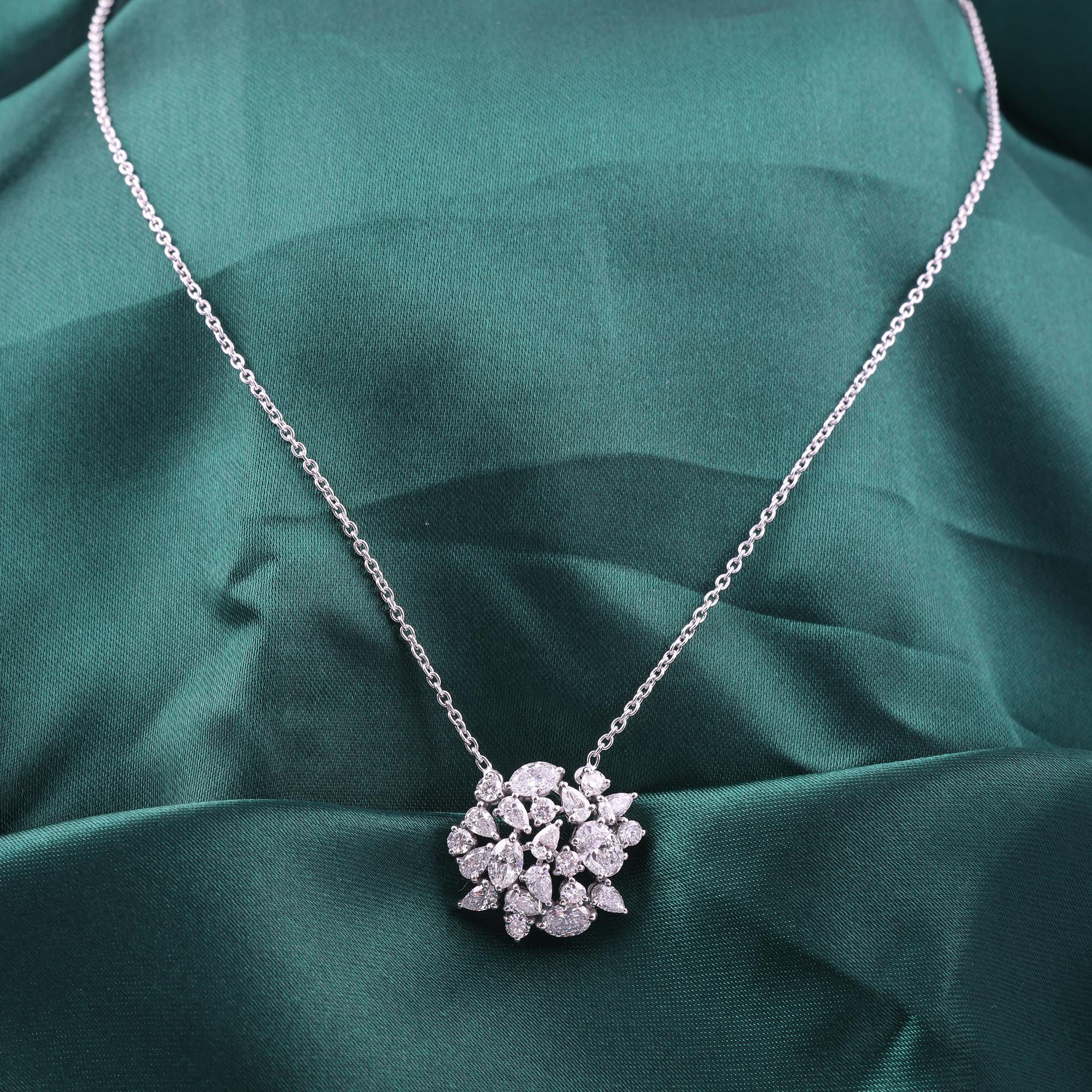Collier pendentif en diamant véritable de 2,68 carats SI Clarity HI Color or blanc 9 carats Pour femmes en vente