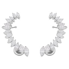 Real 2,69 Karat SI/H Marquise Diamant-Manschettenohrringe aus 18 Karat Weißgold mit Diamanten