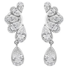 Real 2.7 Carat SI Clarity HI Color Diamond Drop Earrings 14 Karat White Gold