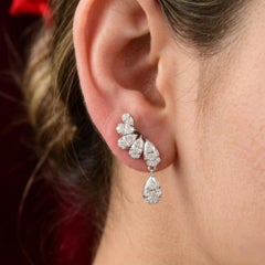 Real 2.7 Carat SI Clarity HI Color Diamond Drop Earrings 18 Karat White Gold