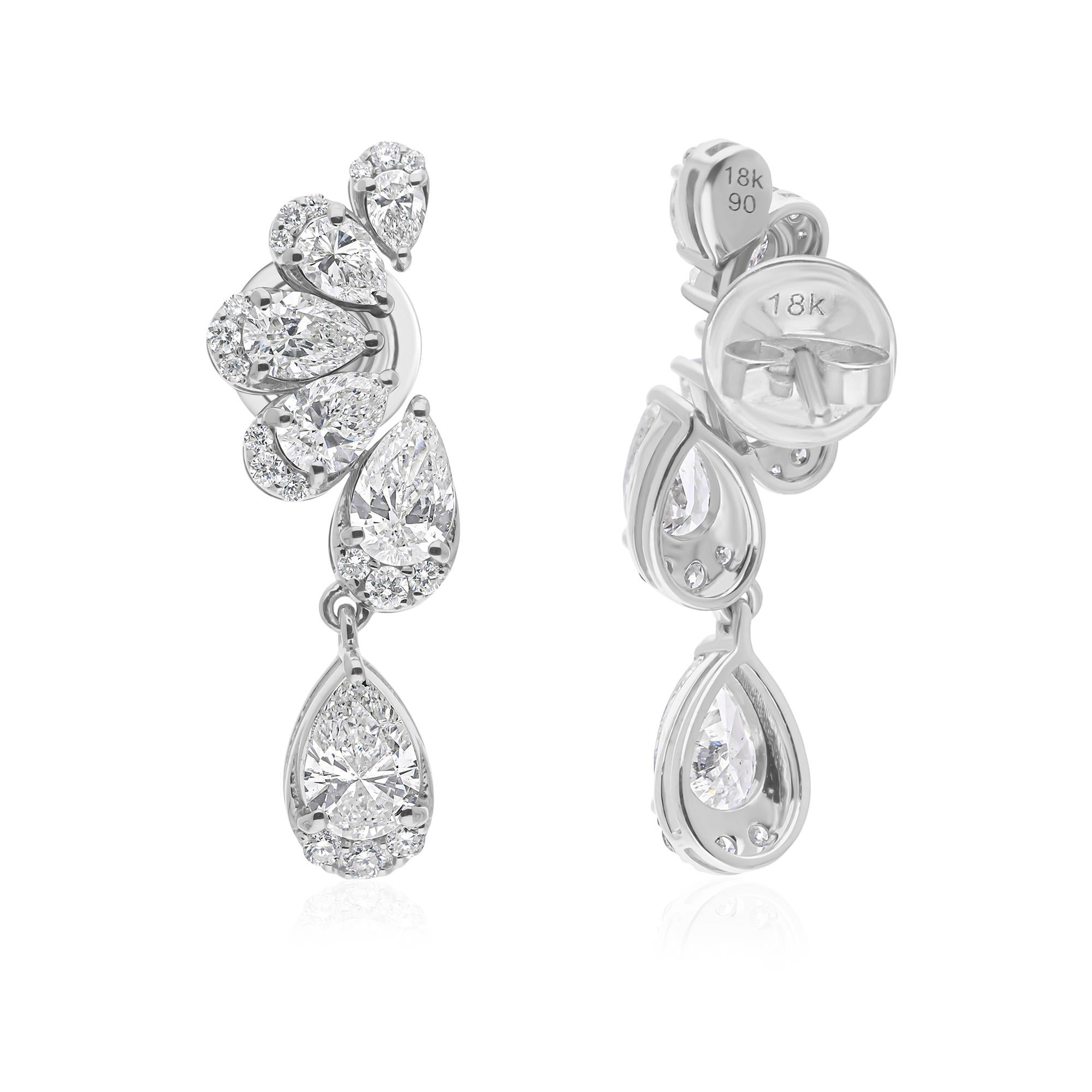 Echte 2,70 Karat SI Reinheit HI Farbe Diamant Ohrringe 14 Karat Weißgold (Moderne) im Angebot