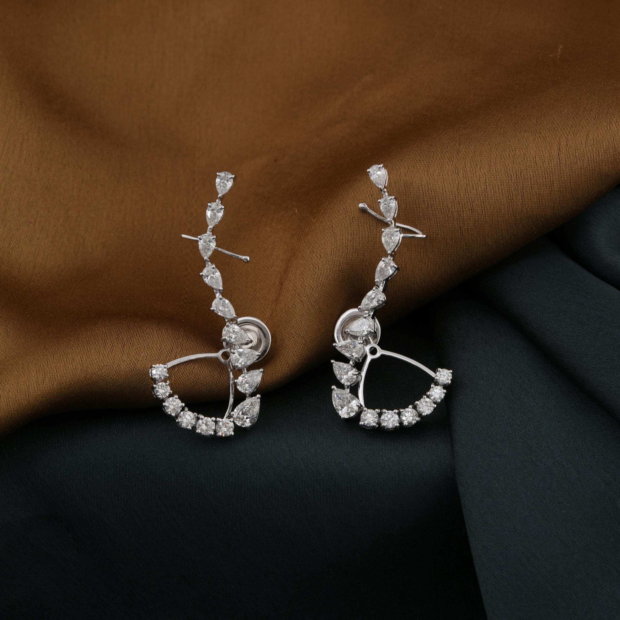 Real 2,72 Karat SI Reinheit HI Farbe Diamant Jacke Ohrringe 14 Karat Weißgold im Zustand „Neu“ im Angebot in Diera, Dubai