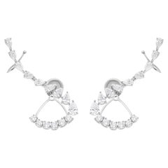 Orecchini di diamanti reali da 2,72 carati SI Clarity HI Color 14 Karat White Gold
