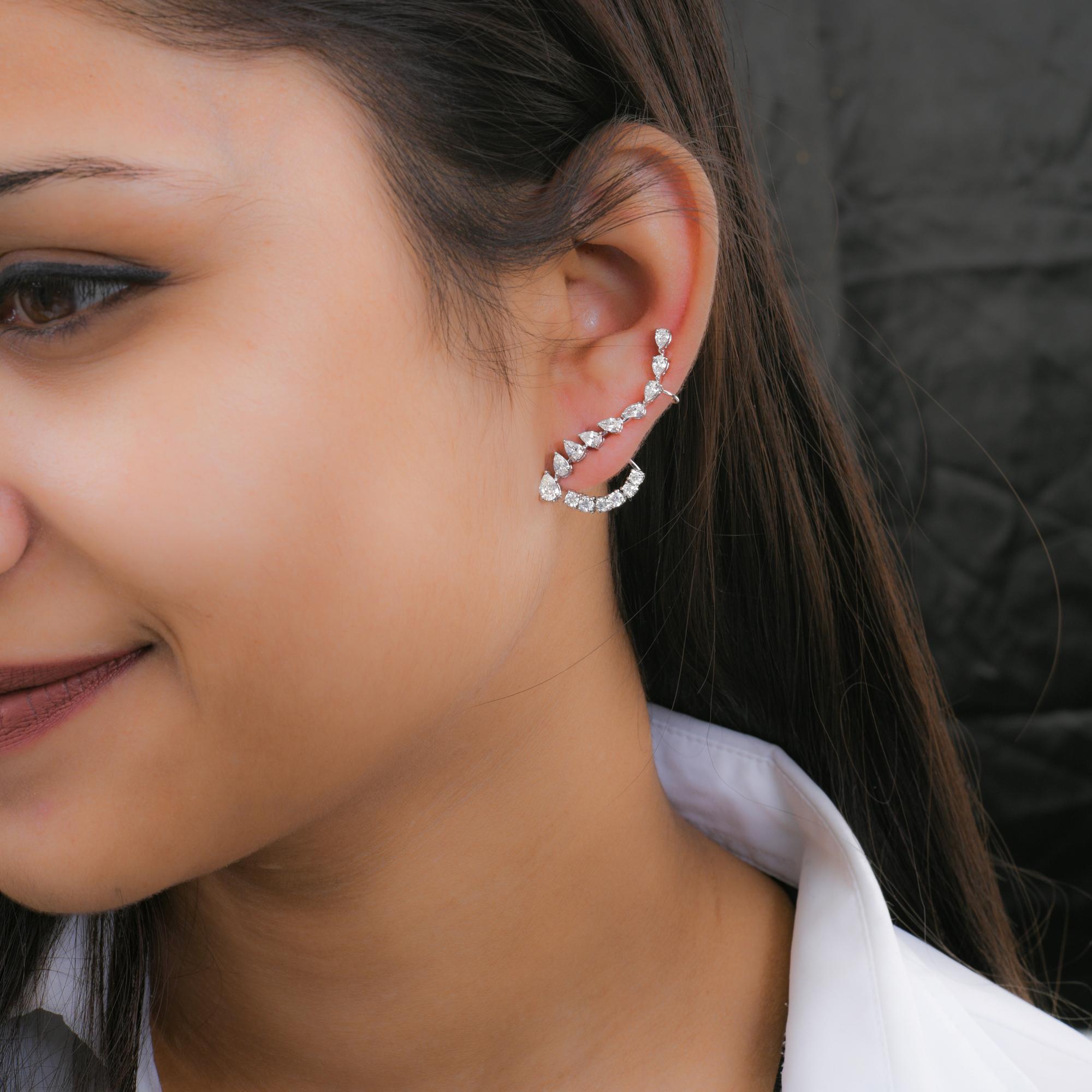 Pendientes de diamantes de 2,72 quilates de oro blanco de 18 quilates, color HI y claridad SI Moderno en venta