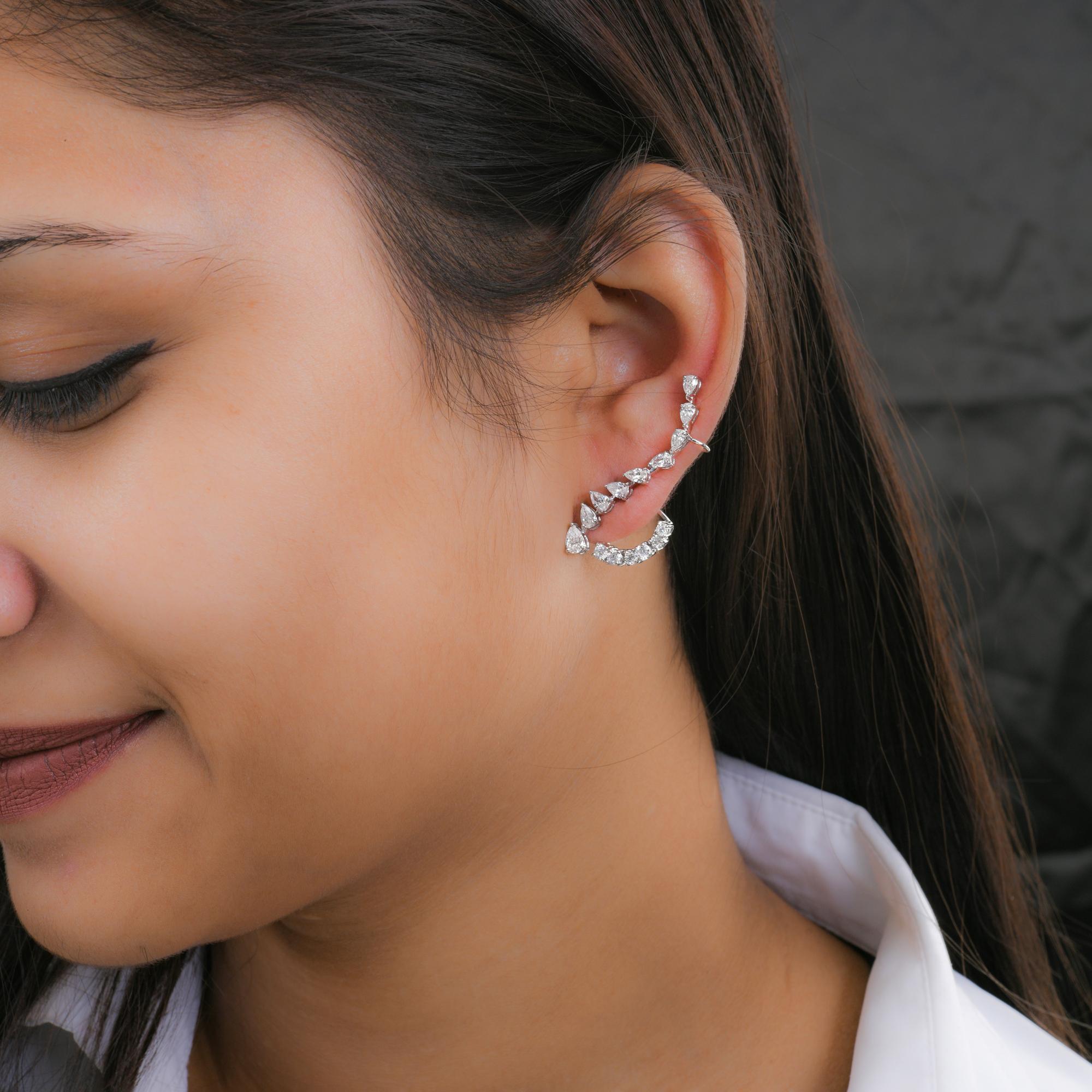 Pendientes de diamantes de 2,72 quilates de oro blanco de 18 quilates, color HI y claridad SI Corte pera en venta