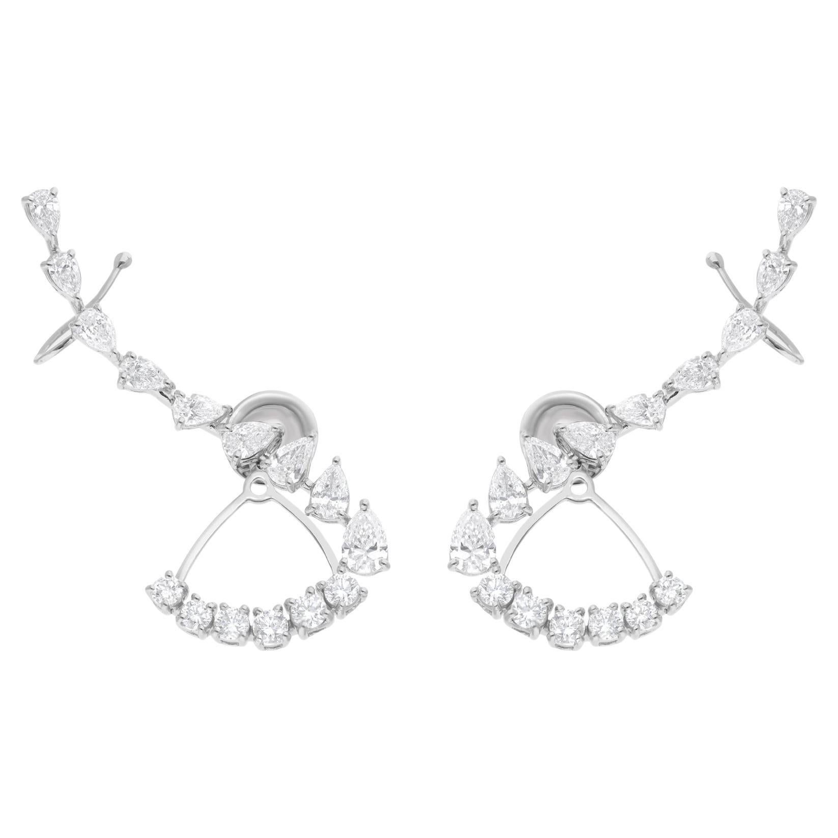 Real 2,72 Karat SI Reinheit HI Farbe Diamant Jacke Ohrringe 18 Karat Weißgold