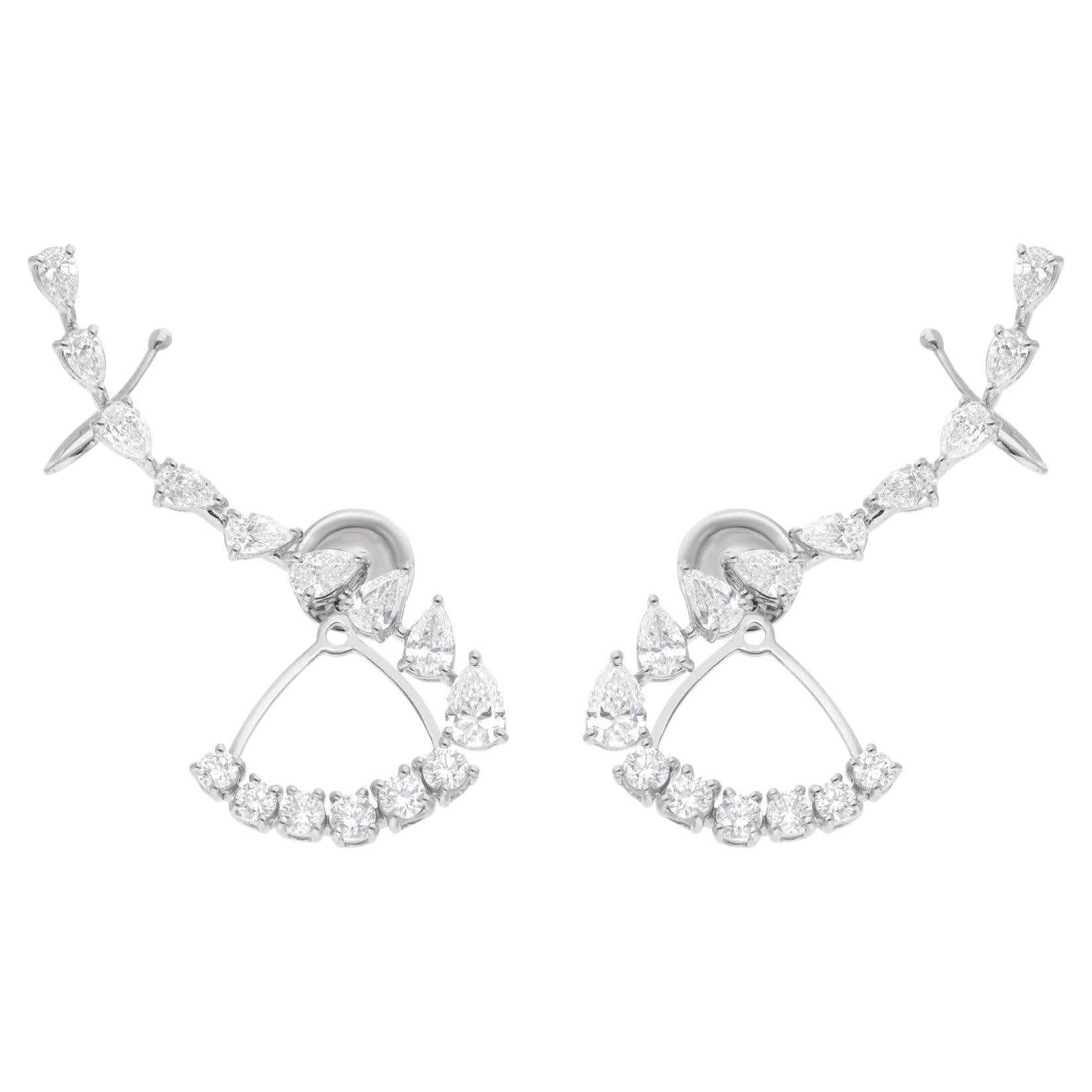 Real 2.72 Carat SI Clarity HI Color Diamond Jacket Earrings 18 Karat White Gold