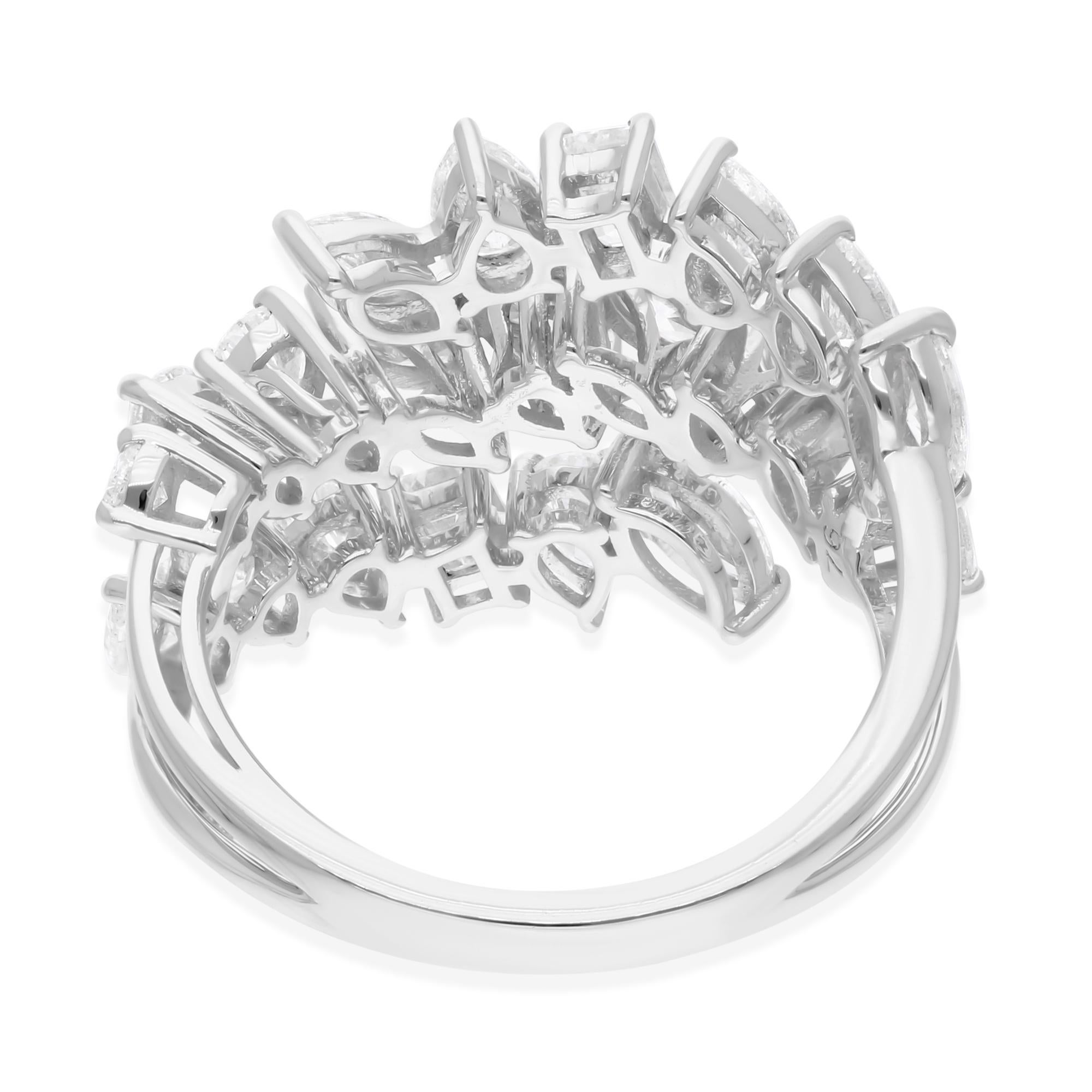 Real 2,73 Karat SI/H Multi Brillantschliff Diamant Spiralring 18 Karat Weißgold (Moderne) im Angebot