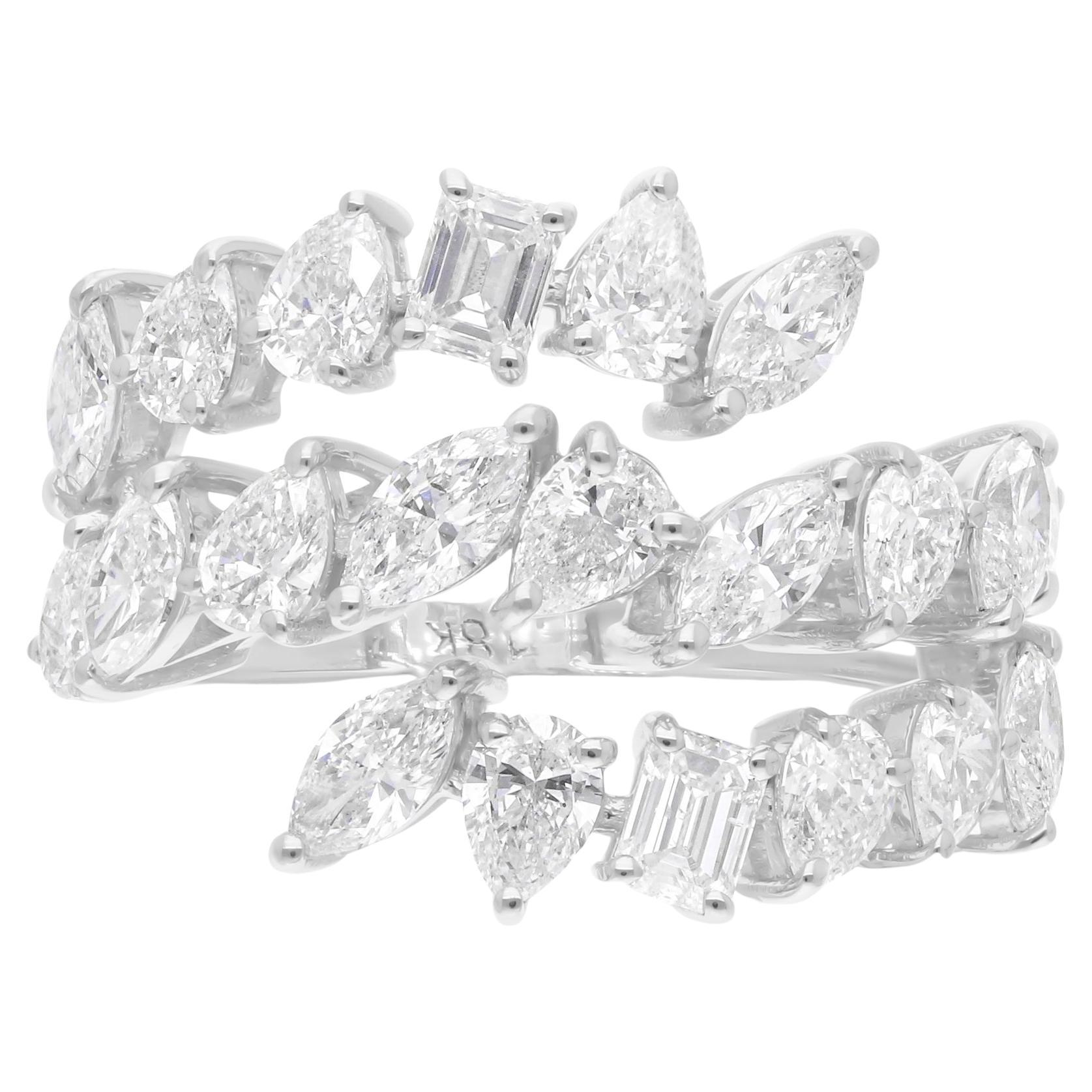Real 2,73 Karat SI/H Multi Brillantschliff Diamant Spiralring 18 Karat Weißgold