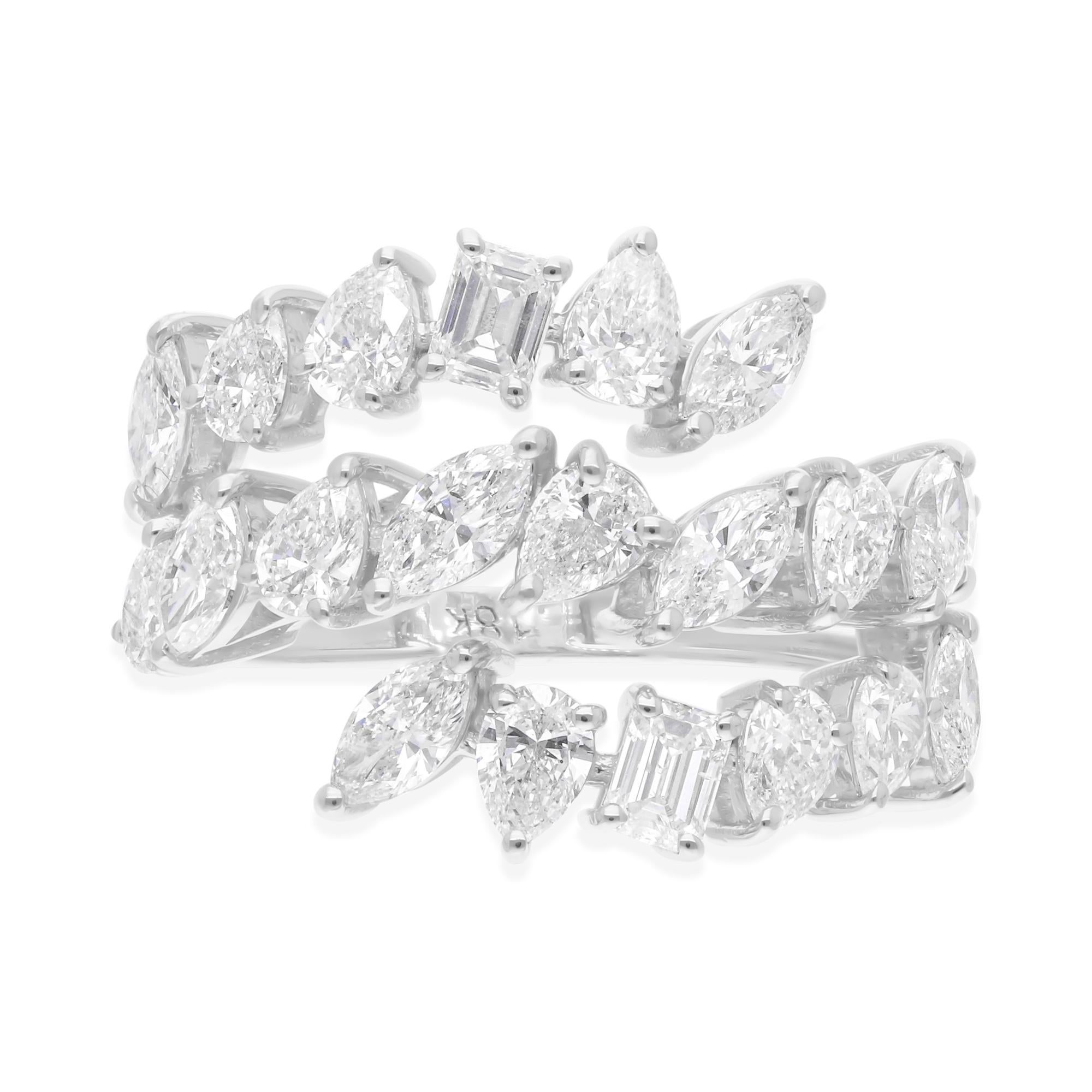 Real 2.73 Carat SI/H Multi Brilliant Cut Diamond Spiral Ring 18 Karat White Gold