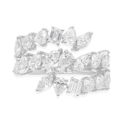 Real 2.73 Carat SI/H Multi Brilliant Cut Diamond Spiral Ring 18 Karat White Gold