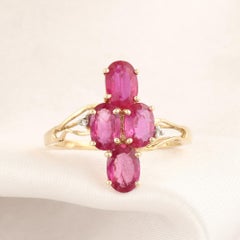Real 2.75 Carat Ruby Gemstone 0.02 Carat SI/H Diamond Ring 14 Karat Yellow Gold