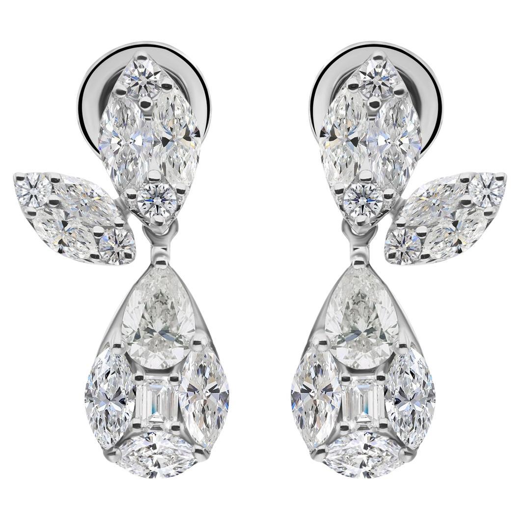 Real 2.82 Carat SI Clarity HI Color Diamond Earrings 14 Karat White Gold Jewelry