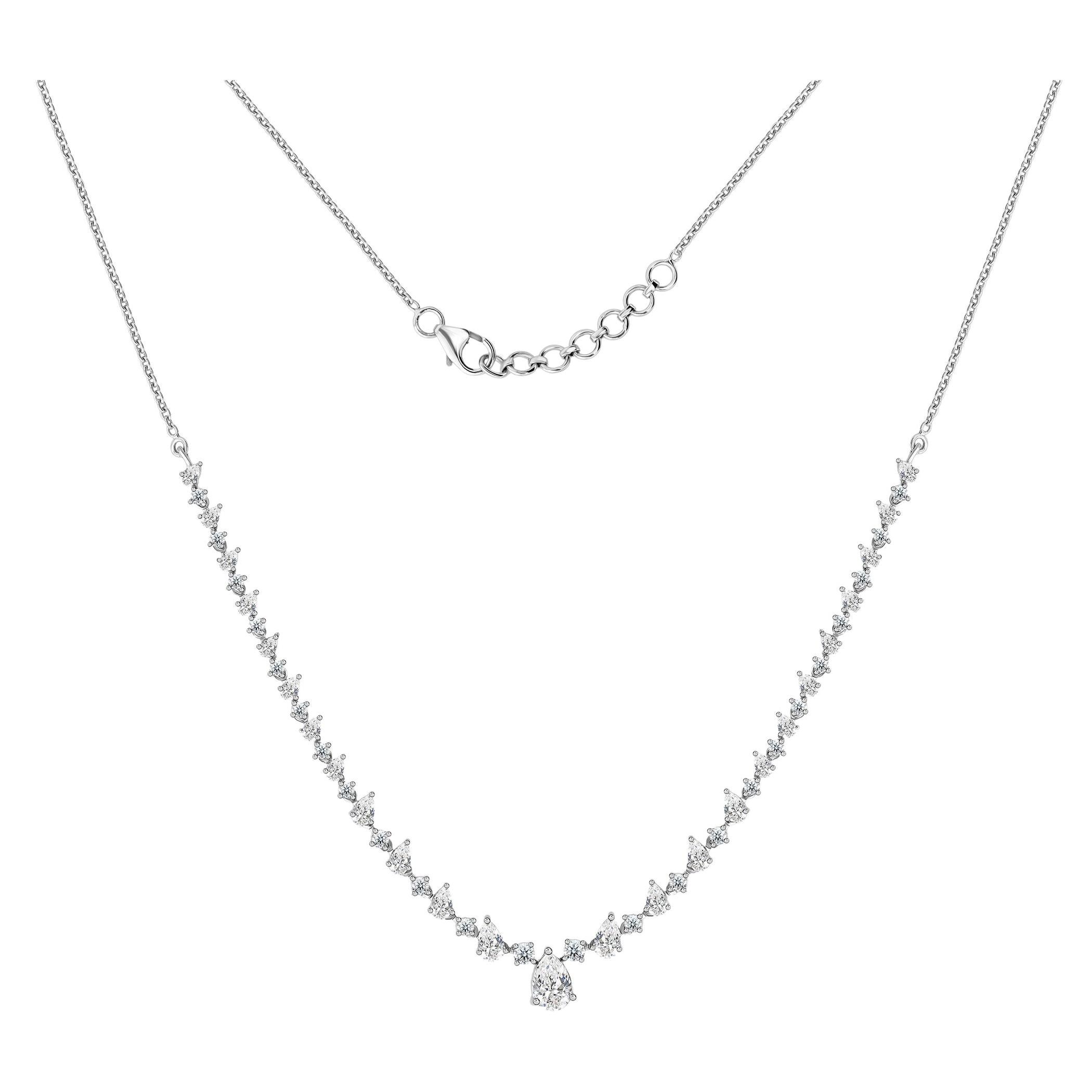 Collana con diamante rotondo a forma di pera da 2,82 carati, SI/H, in oro bianco 18 carati in vendita