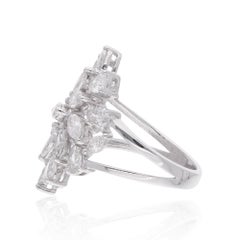 Marquise and Pear Cut Natural Diamond Cocktail Ring, 2.85 Carats, 18K White Gold